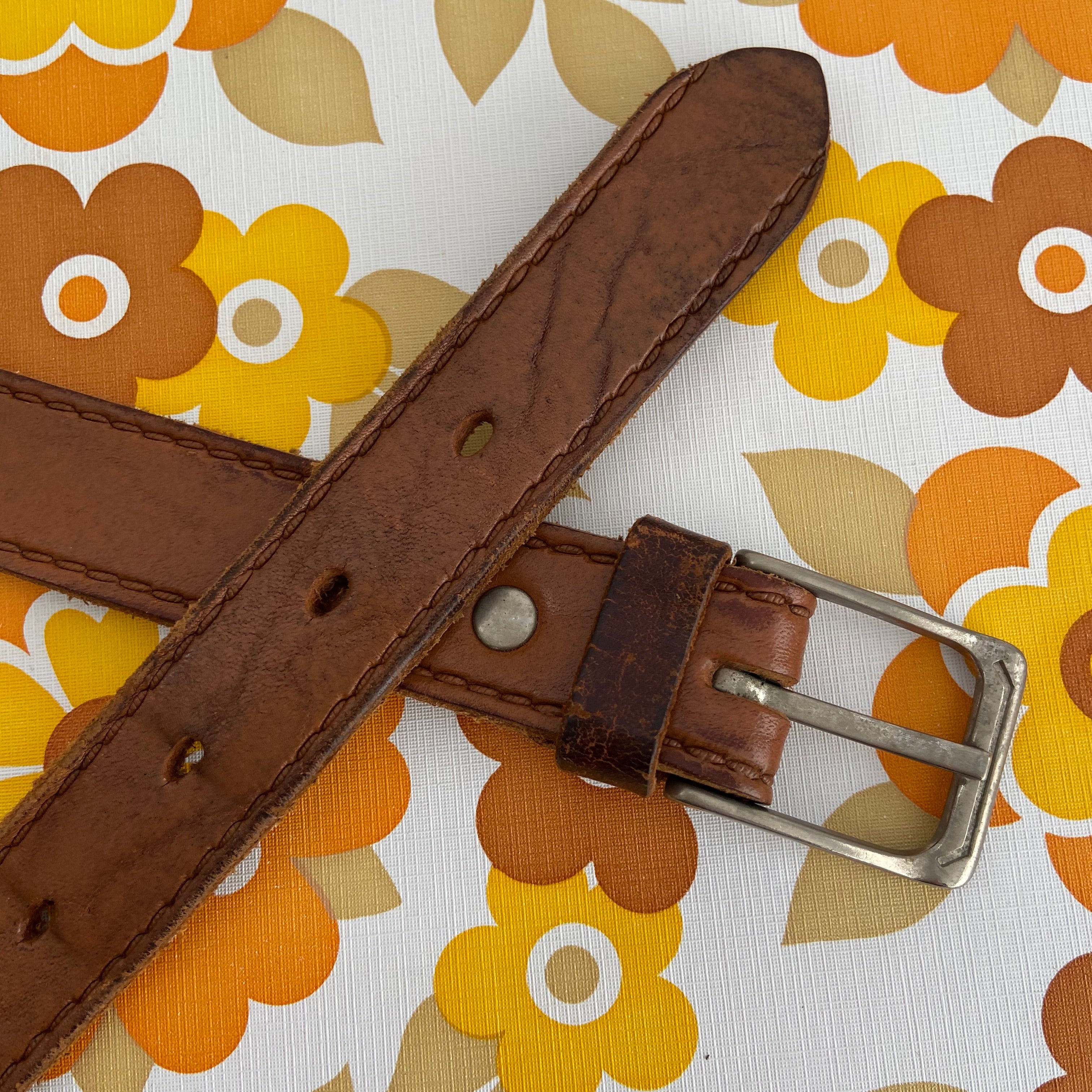 GENUINE Leather BELT Tan BOHO Rustic Vintage Hippy