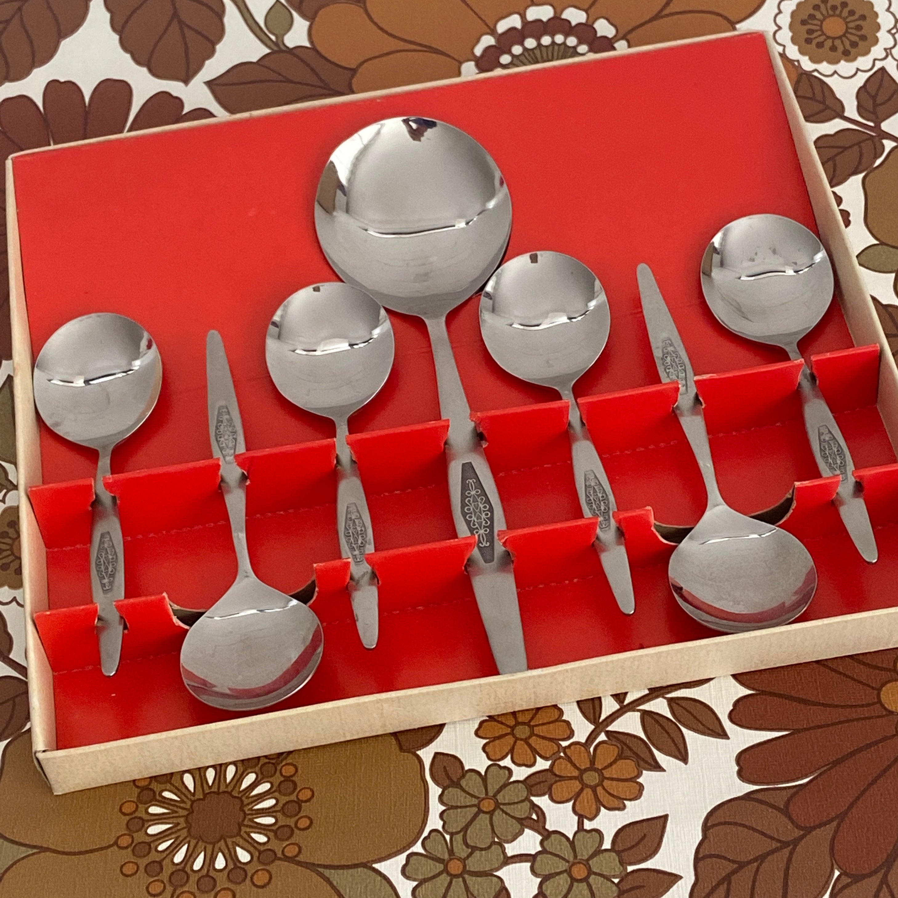 STAINLESS Steel 7 - PCE Fruit Set Vintage Retro Boxed