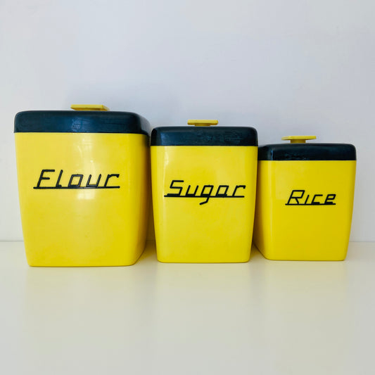 YELLOW Vintage Set of Retro Kitchen Canisters