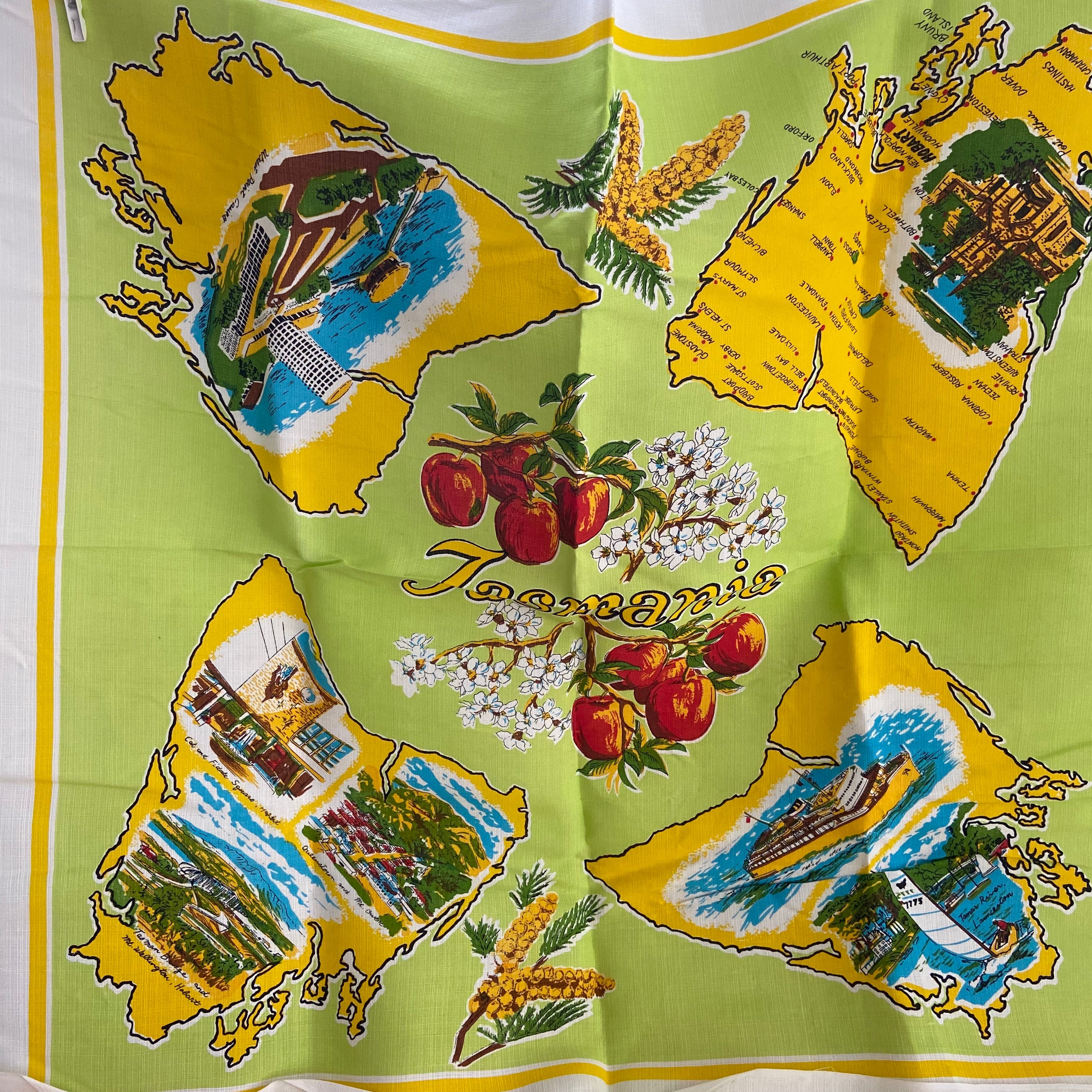 TASMANIA Unused Retro Collectable Souvenir Table Cloth BRIGHT