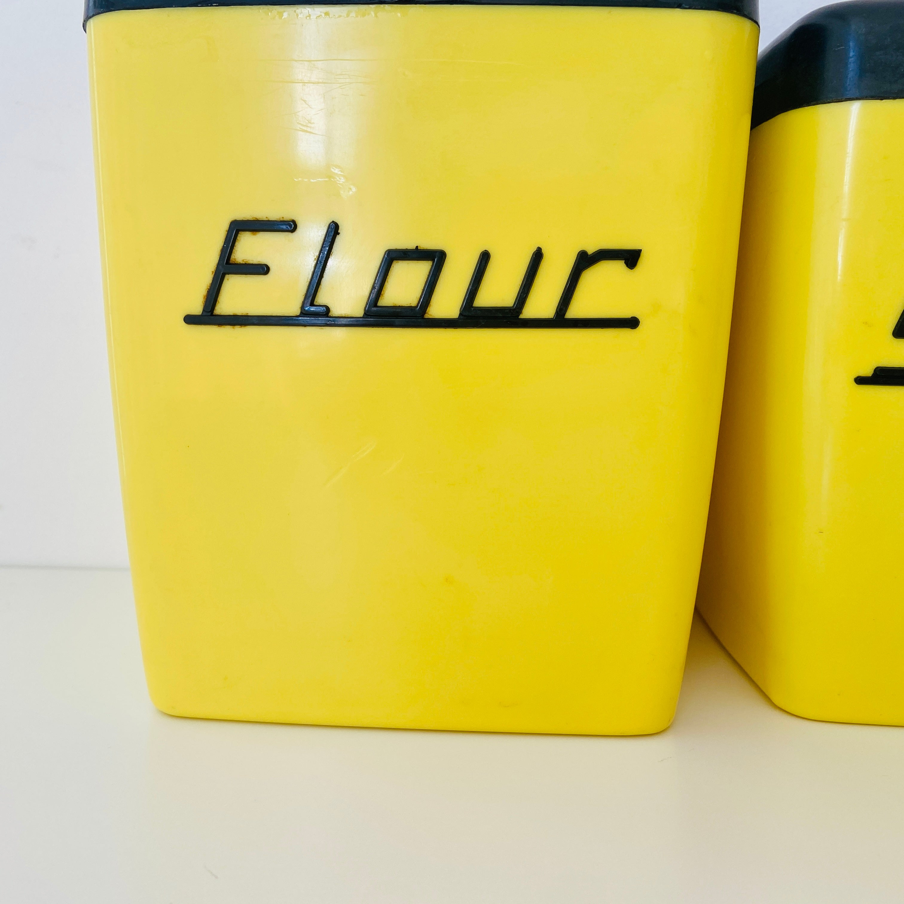 YELLOW Vintage Set of Retro Kitchen Canisters