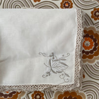 LINEN Embroidered Napkins UNUSED Set Vintage