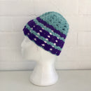 HANDMADE Blue & Purple Knitted BEANIE Winter ADORABLE Unused