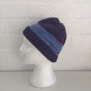 HANDMADE Purple Stripes Market Footy Knitted BEANIE Winter ADORABLE Unused