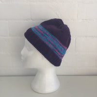 HANDMADE Purple Stripes Market Footy Knitted BEANIE Winter ADORABLE Unused