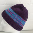 HANDMADE Purple Stripes Market Footy Knitted BEANIE Winter ADORABLE Unused