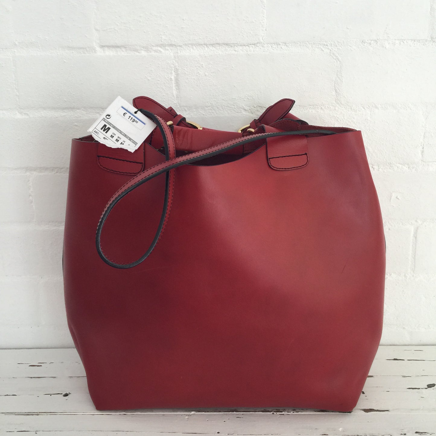 ZARA with TAG Bucket Bag Genuine LEATHER Red Handbag Pink Peacock