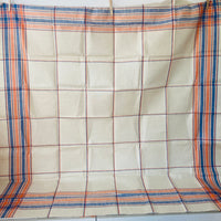 Blue & Orange Pure Linen Fabric Table Cloth Finish CREATE