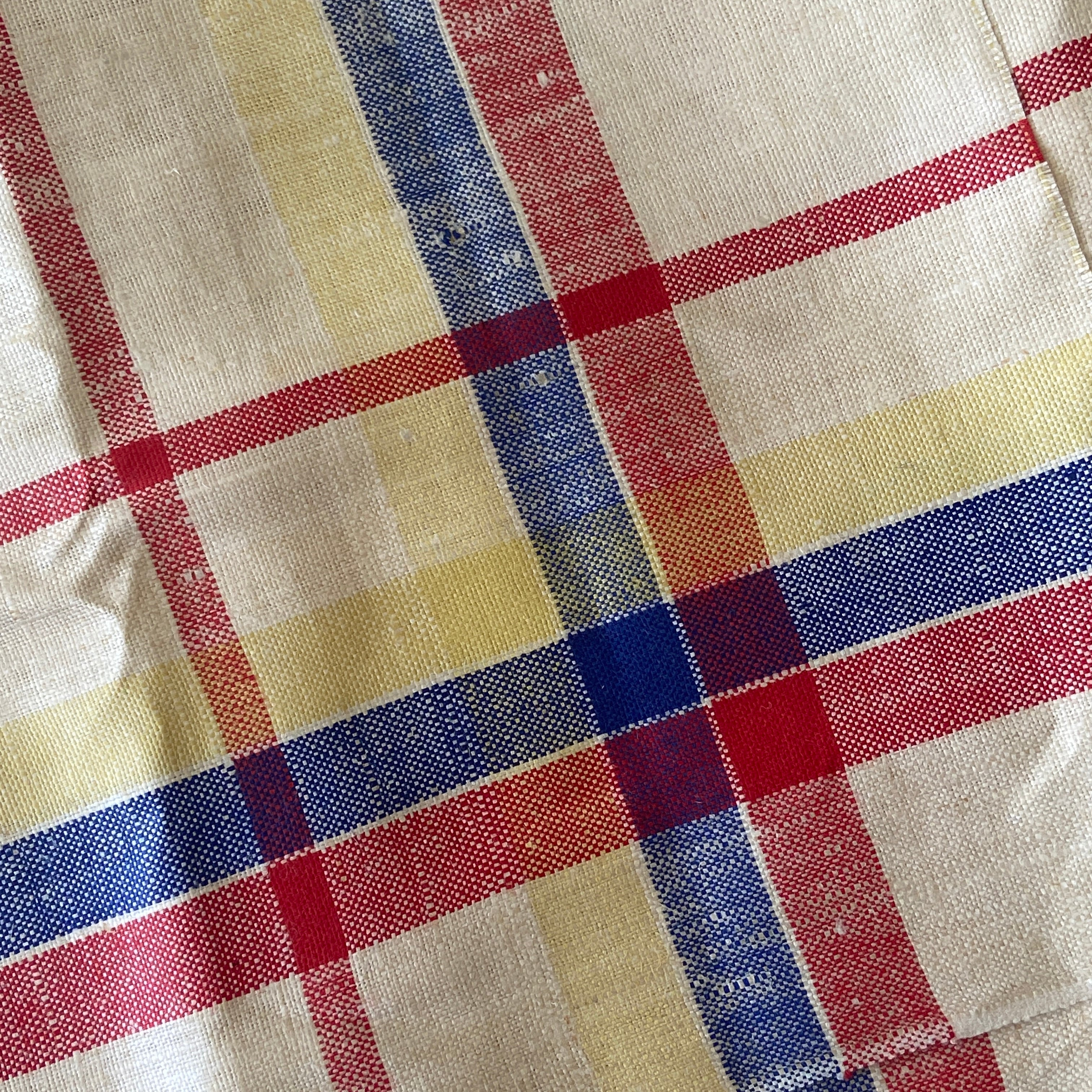 Red Yellow Blue  Pure Linen Fabric Table Cloth Finish CREATE