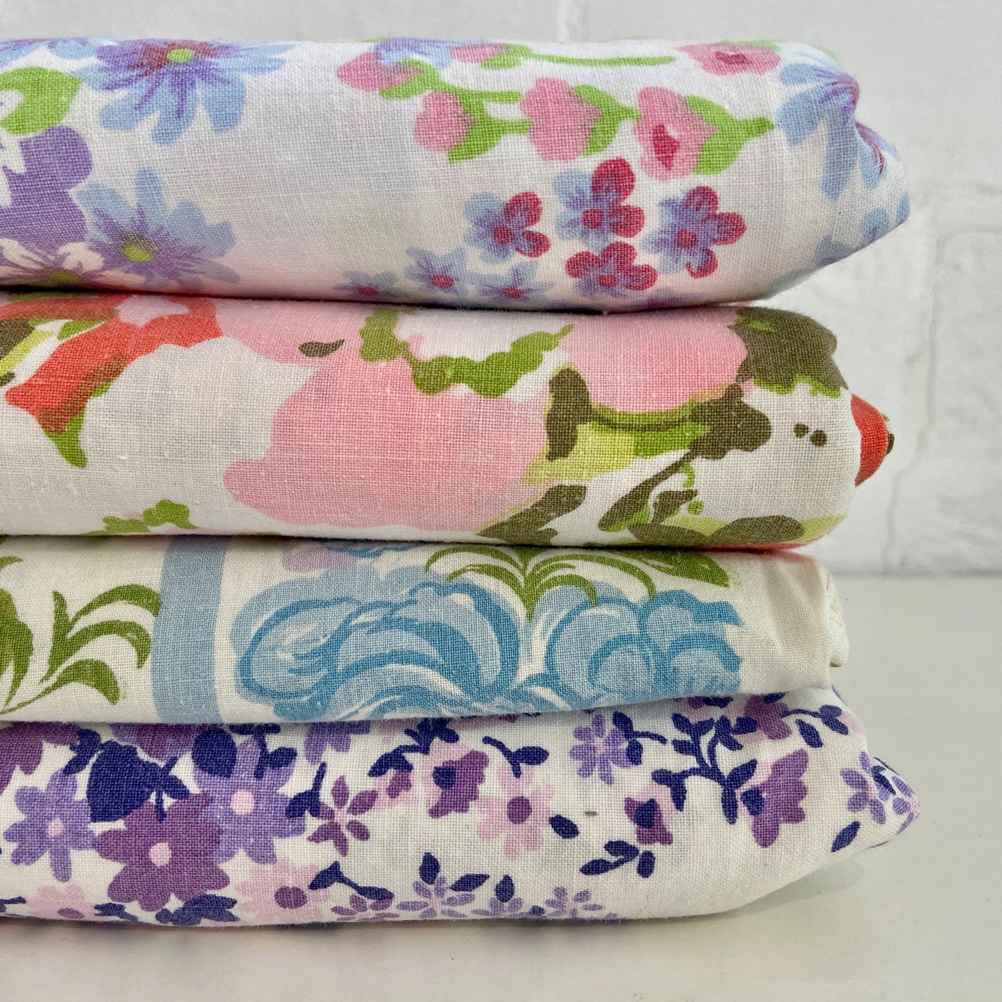 VINTAGE Sheet LOT Stack Floral Cotton Sewing Projects