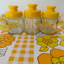 Cute Vintage Glass JARS Yellow Lid