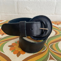 Chunky Leather Belt Navy Blues 80's Fashion Chic