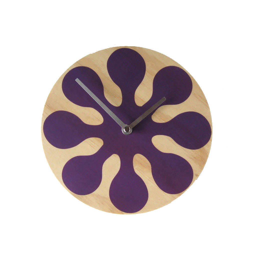 Modern Purple Wall Clock Made with Pine