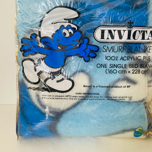 SMURF Blanket UNUSED NOS Vintage Invicta COLLECTABLE