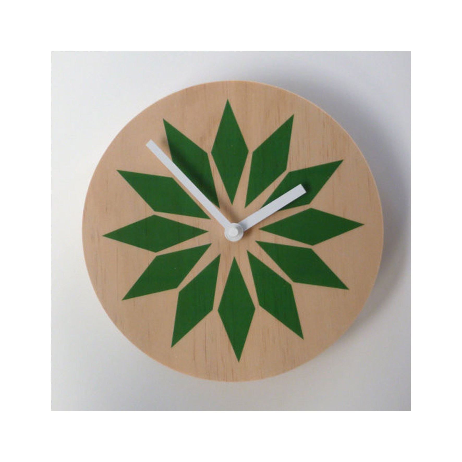 Modern Green Wall Clock Made with Pine - Pink Peacock
 - 3